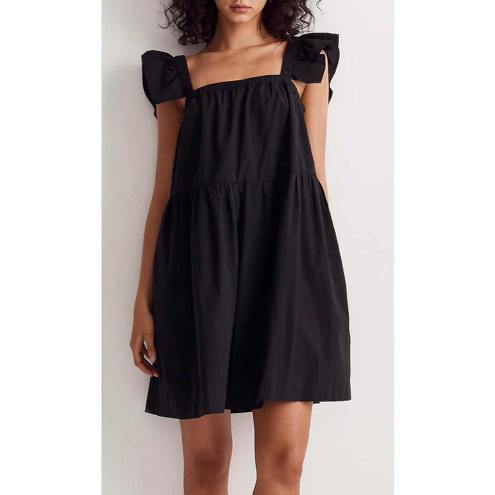 Madewell Flutter-Sleeve Square-Neck 100% Cotton Mini Dress M